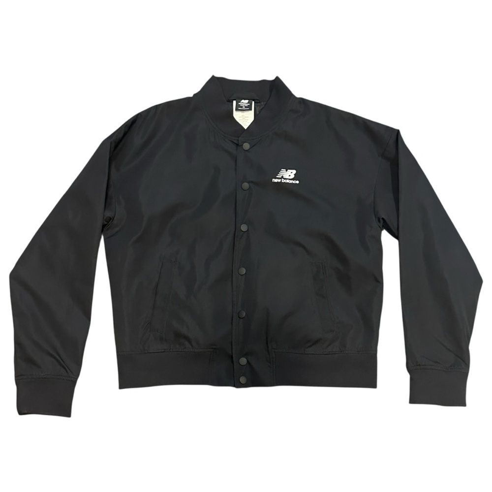 New Balance Essentials Core Bomber Button-Up Jacket Black Women’s Medium WJ01505
